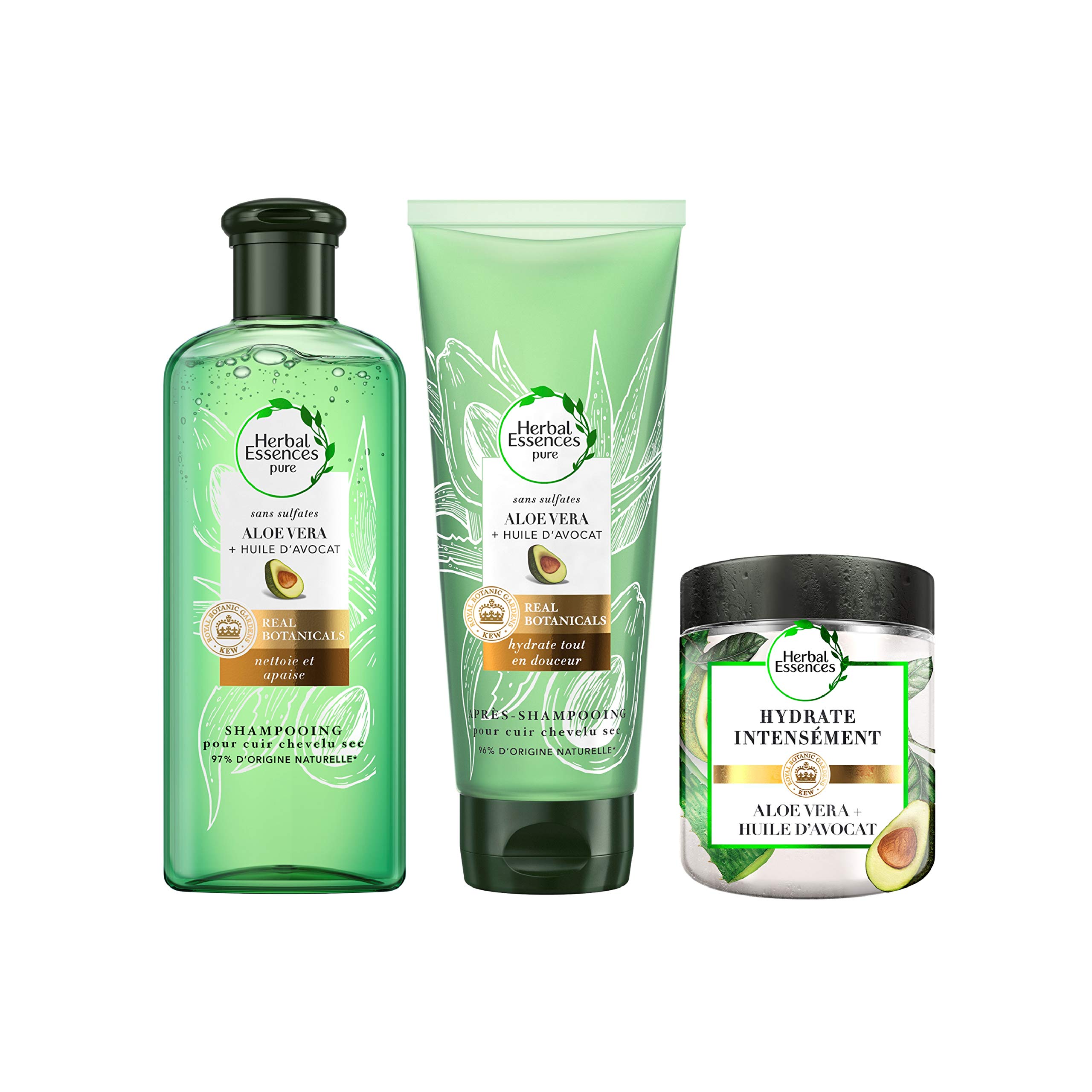 Herbal Essences Pure Shampoing, Après-Shampoing et Masque